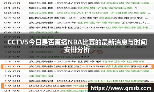 CCTV5今日是否直播NBA比赛的最新消息与时间安排分析